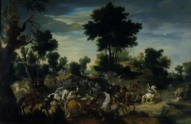 Ruiters die een beek inrijden, 1601-15